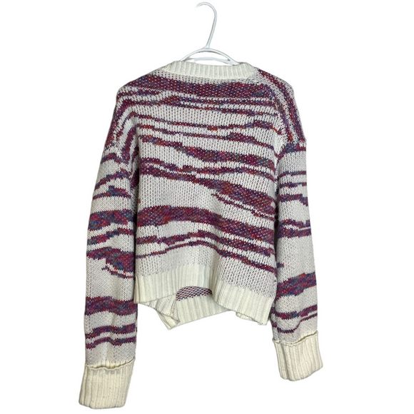 John and Jenn Striped Knit Sweater Size XL Burgundy White Cream - Picture 10 of 12